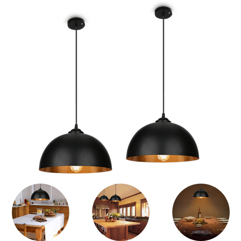 foto del prodotto hengda swanew 2pcs design luce a sospensione luce a soffitto e27 luce a sospensione nero oro luce a sospensione cucina lampada a soffitto