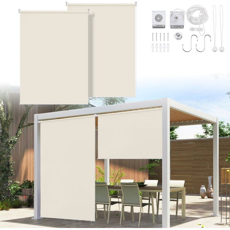 foto del prodotto hengda swanew 2x tenda verticale tenda da esterno per balcone tenda a rullo schermo retrattile da esterno protezione solare 160x240cm beige