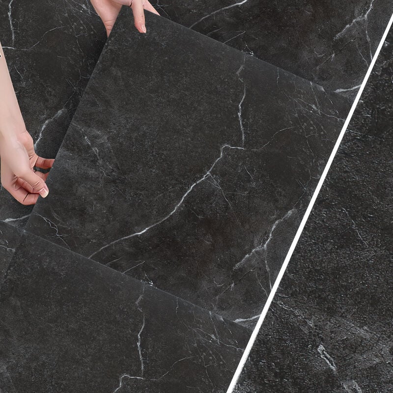 foto del prodotto hengda swanew 5 scatole di 11 piastrelle autoadesive 5 m design 30cmx30cm ardesia. marmo nero
