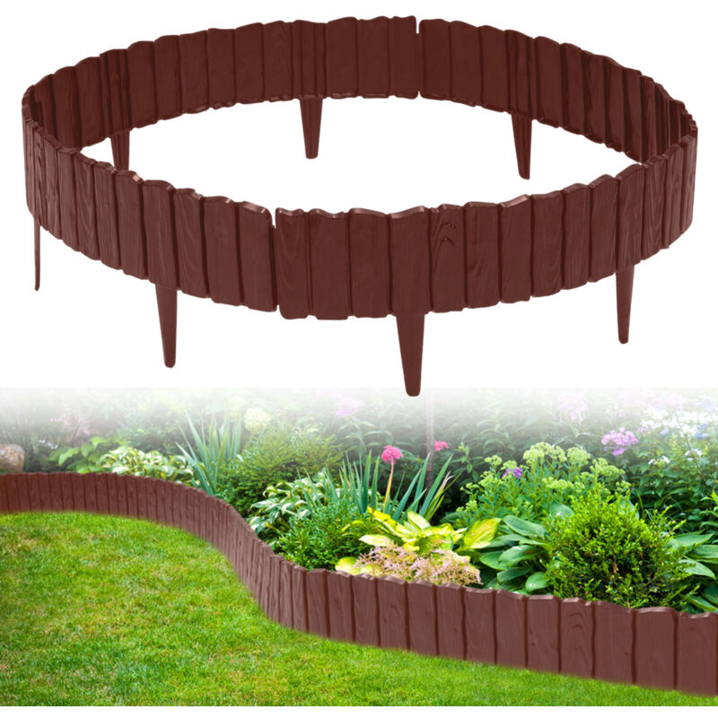 foto del prodotto hengda swanew 8 pezzi bordi per prato in legno bordi per prati bordi per letti in plastica per giardino, prato 4.6 m marrone