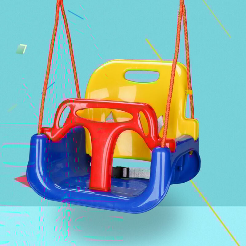 foto del prodotto hengda swanew altalena per bambini seggiolino per bambini 3 in 1 altalena da giardino con schienale e imbracatura di sicurezza altezza regolabile