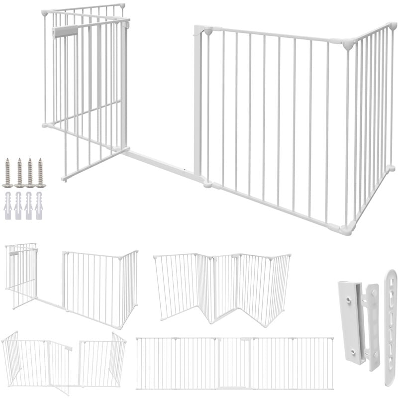 foto del prodotto hengda swanew barri re de s curit chemin e xl 310cm pare feu s curit enfant fixation murale 5 l ments acier.bianco