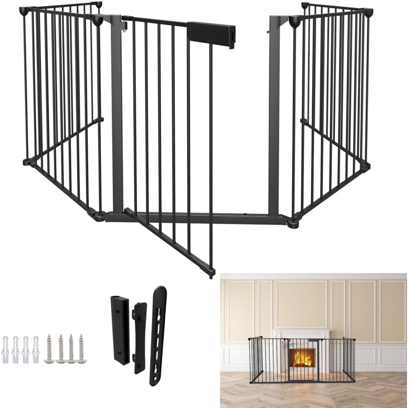 foto del prodotto hengda swanew barri re de s curit chemin e xl 310cm pare feu s curit enfant fixation murale 5 l ments acier.noir