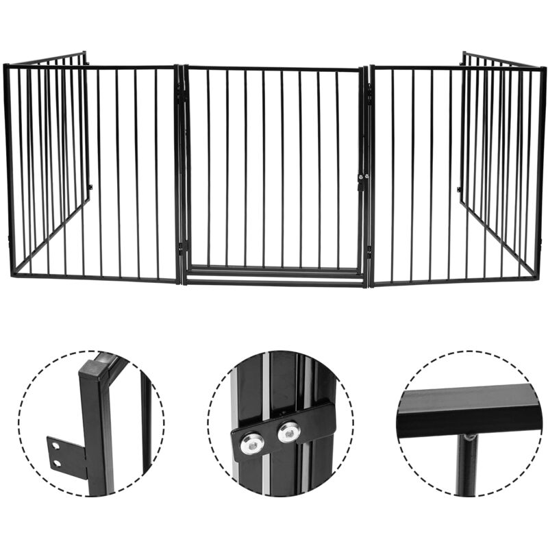 foto del prodotto hengda swanew cancelletto di sicurezza multiuso per bambini e animali. 300 cm parafuoco in metallo. parafuoco pieghevole a 5 pannelli con porta