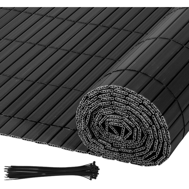 foto del prodotto hengda swanew canisse in pvc per il giardino. recinzione frangivento per balconi. balcone o terrazza a doppia faccia. grigio 80 x 300cm