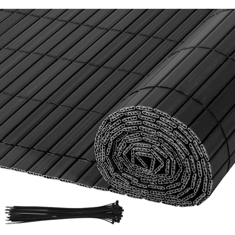 foto del prodotto hengda swanew canisse in pvc per il giardino. recinzione frangivento per balconi. balcone o terrazza a doppia faccia. grigio 80 x 900cm
