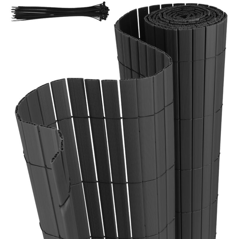 foto del prodotto hengda swanew canisse in pvc per il giardino. recinzione frangivento per balconi. balcone o terrazza a doppia faccia. grigio 90 x 1000cm