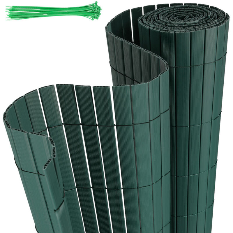 foto del prodotto hengda swanew canisse in pvc per il giardino. recinzione frangivento per balconi. balcone o terrazza a doppia faccia. verde 80 x 400cm