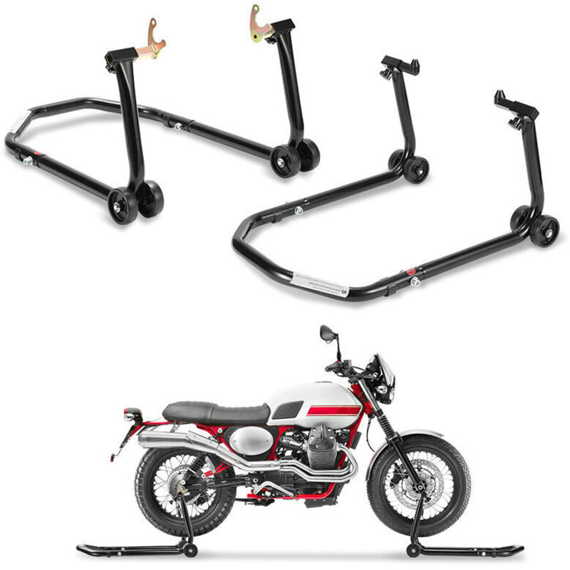 foto del prodotto hengda swanew cavalletto per officina set di 2 per ruote anteriori e posteriori carrello elevatore nero