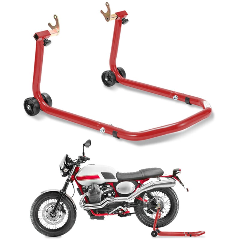 foto del prodotto hengda swanew cavalletto posteriore per moto supporto sollevatore posteriore per moto su ruote con adattatori in gomma rossa