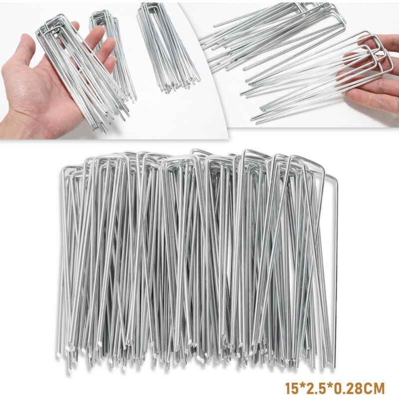 foto del prodotto hengda swanew confezione da 100 picchetti per tenda ancoraggio a terra giardino 150x25x2,8mm argento zincato