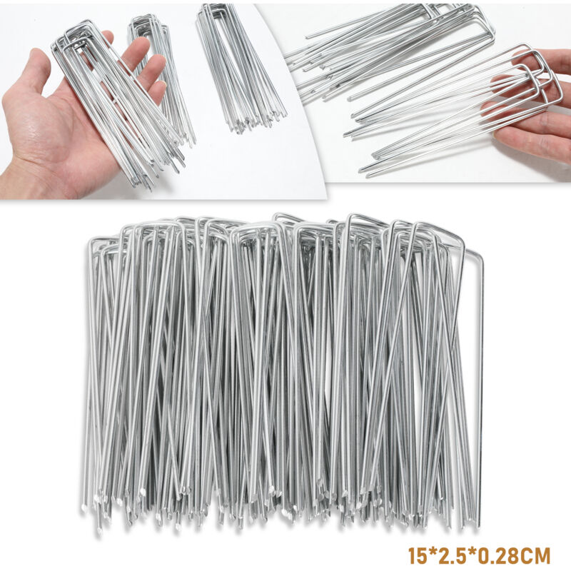 foto del prodotto hengda swanew confezione da 250 picchetti per tenda ancoraggio a terra giardino 150x25x2,8mm argento zincato