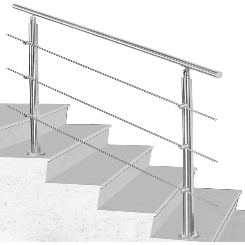 foto del prodotto hengda swanew corrimano acciaio inox ringhiera con kit di installazione.passamano per interni o esterni.100x4.2x106.5cm 3 traverse