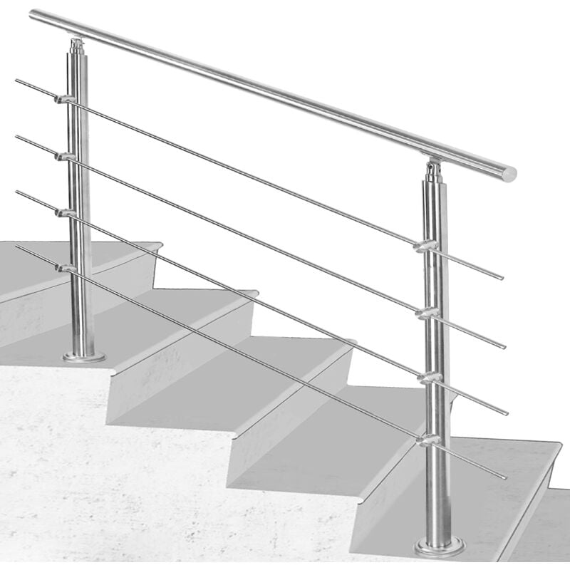foto del prodotto hengda swanew corrimano acciaio inox ringhiera con kit di installazione.passamano per interni o esterni.100x4.2x106.5cm 4 traverse