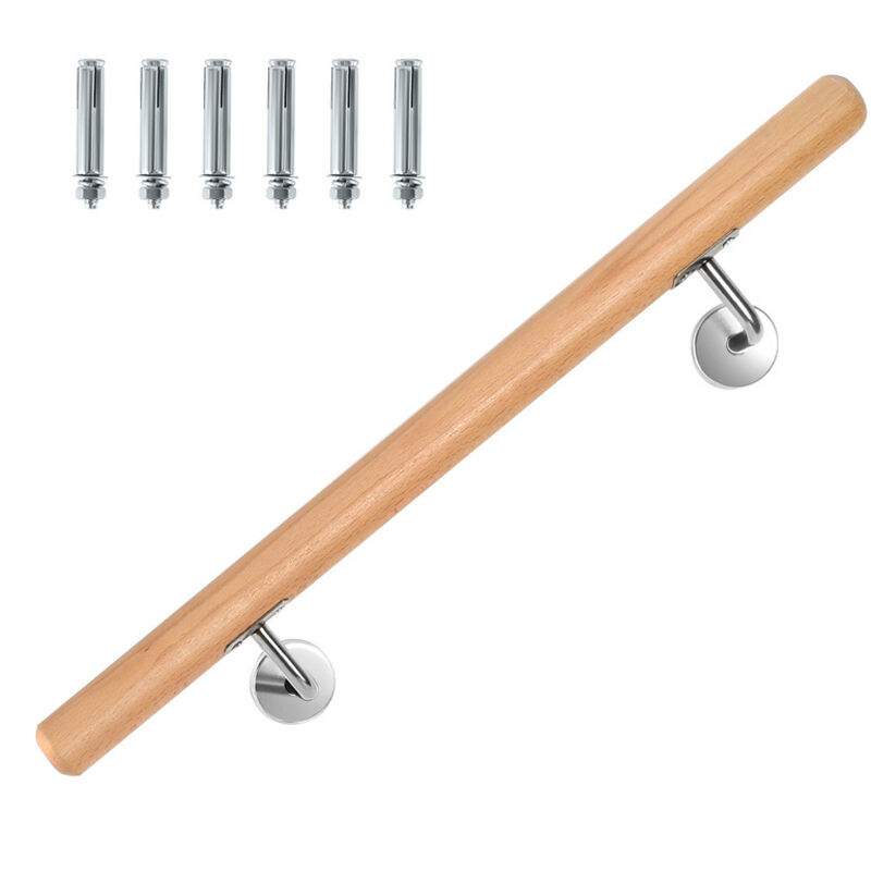 foto del prodotto hengda swanew corrimano in faggio 120 cm supporto per balaustra con supporto angolare