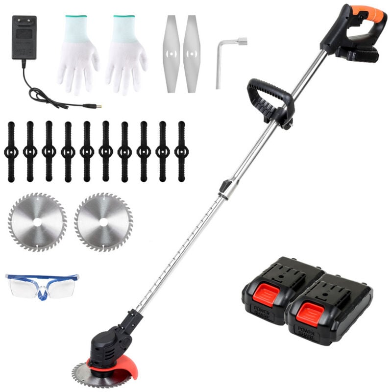 foto del prodotto hengda swanew decespugliatore rasaerba con 2 caricabatterie 21v 1.5.0ah e 18krpm