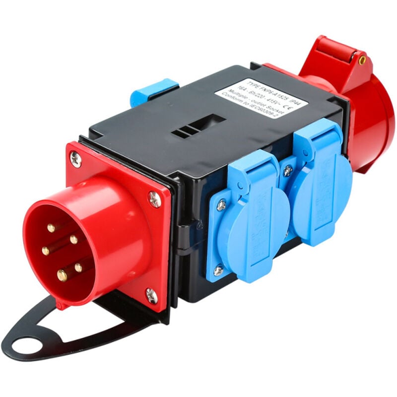 foto del prodotto hengda - swanew distributore di corrente per box da cantiere 1 x cee 400v/16a 5 pin 3 x 230v (schuko) doppio foro