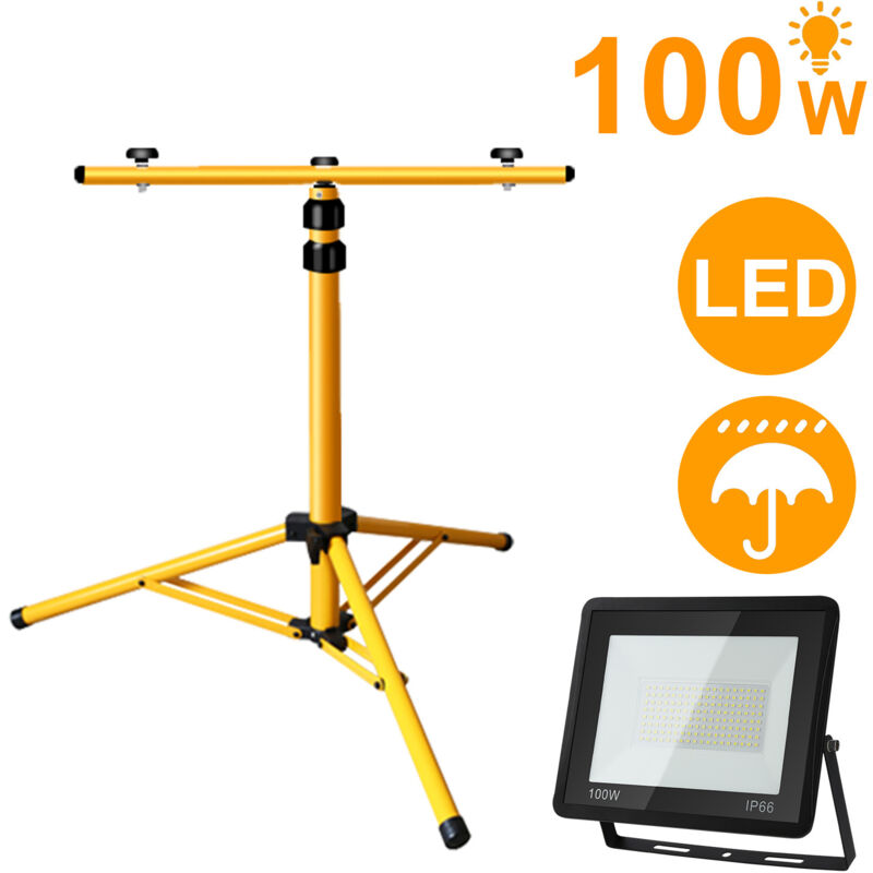 foto del prodotto hengda swanew dulgomera a led con luci da lavoro in treppiedi spotlights hotel building spotlight flights 2x100w warm white