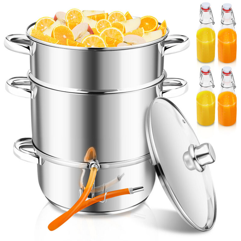 foto del prodotto hengda swanew estrattore di succo a vapore a induzione estrattore di succo di frutta in acciaio inox 8 litri 26cm argento
