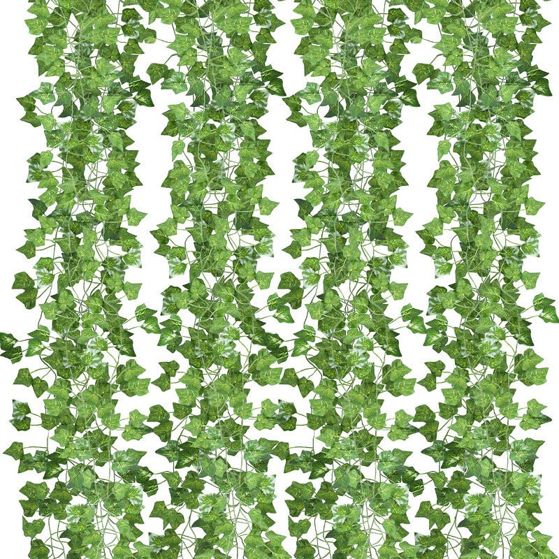 foto del prodotto hengda swanew foglie di edera finte 12 pezzi. edera artificiale. ghirlanda di edera di seta. verde. da appendere. pianta rampicante per feste