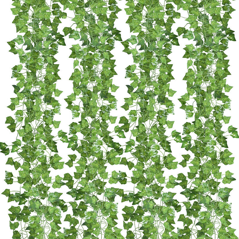 foto del prodotto hengda swanew foglie di edera finte 12 pezzi. edera artificiale. ghirlanda di edera di seta. verde. da appendere. pianta rampicante per feste