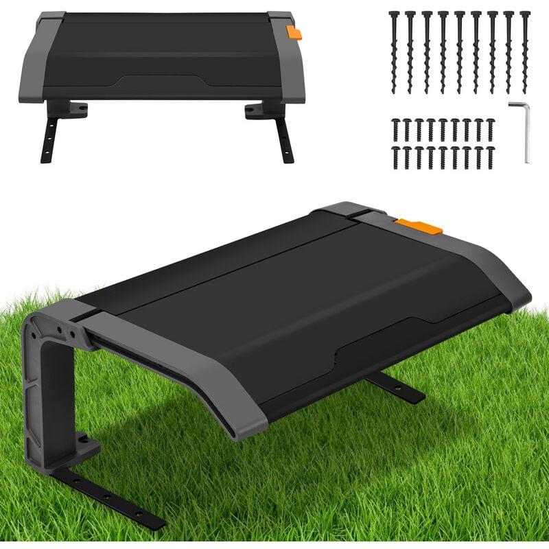 foto del prodotto hengda swanew garage per tosaerba tetto pieghevole tetto grigio nero struttura in acciaio nero garage per tosaerba protezione esterna 72x56x36 cm