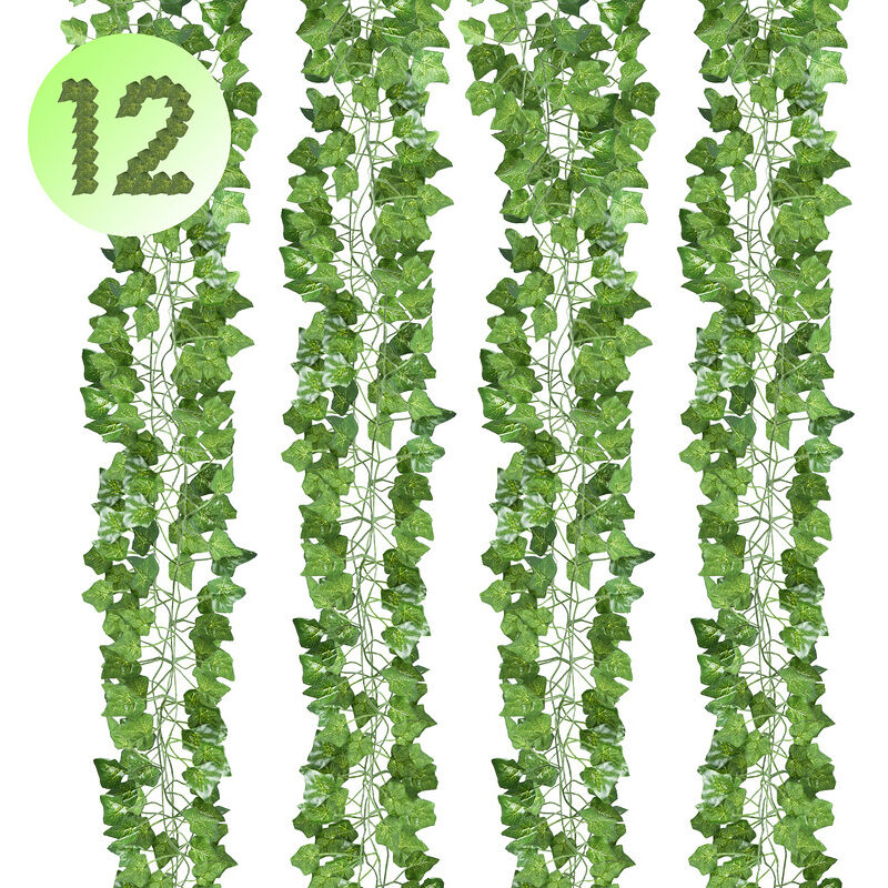 foto del prodotto hengda swanew ghirlanda edera artificiale 24 pezzi 2.4m edera a foglie verdi per festa di matrimonio e la decorazione della parete di giardino