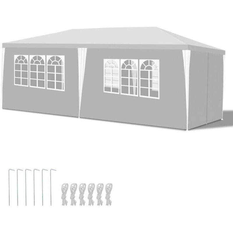 foto del prodotto hengda swanew grande tenda per feste con pannelli laterali rimovibili finestre tenda per feste o pergolato campeggio bianco 3x6m