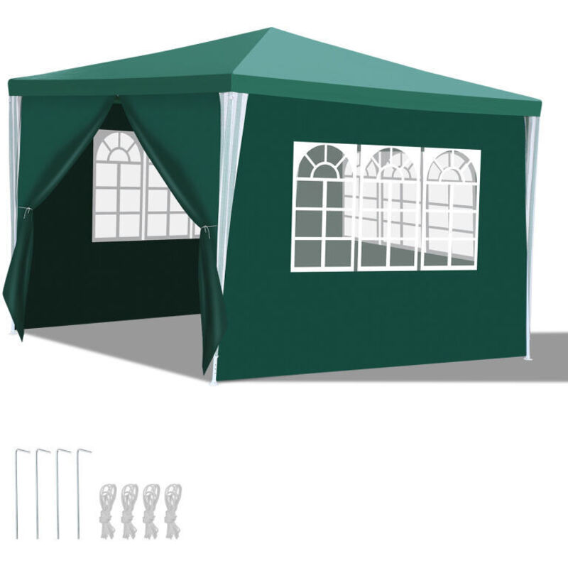 foto del prodotto hengda swanew grande tenda per feste con pannelli laterali rimovibili finestre tenda per feste o pergolato campeggio verde 3x3m