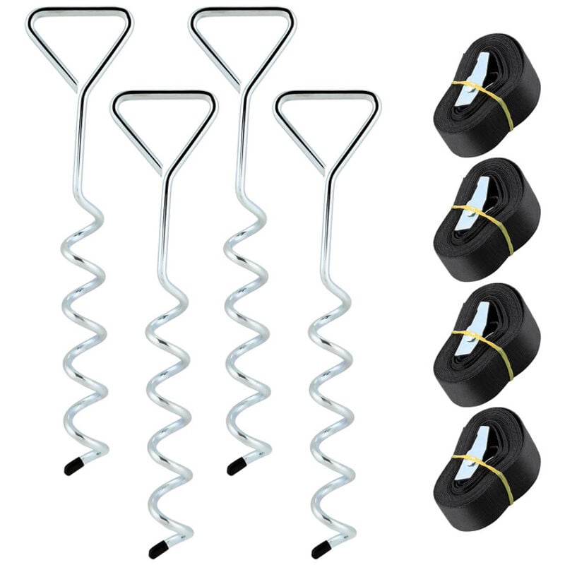 foto del prodotto hengda swanew kit di ancoraggi a spirale con cinghie ancoraggi per trampolino in acciaio inox