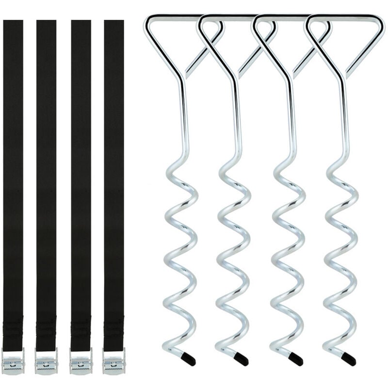 foto del prodotto hengda swanew kit di ancoraggio a pavimento 4 pezzi per trampolino. altalena. ancoraggio a spirale con cinghie. ancoraggi per trampolino.