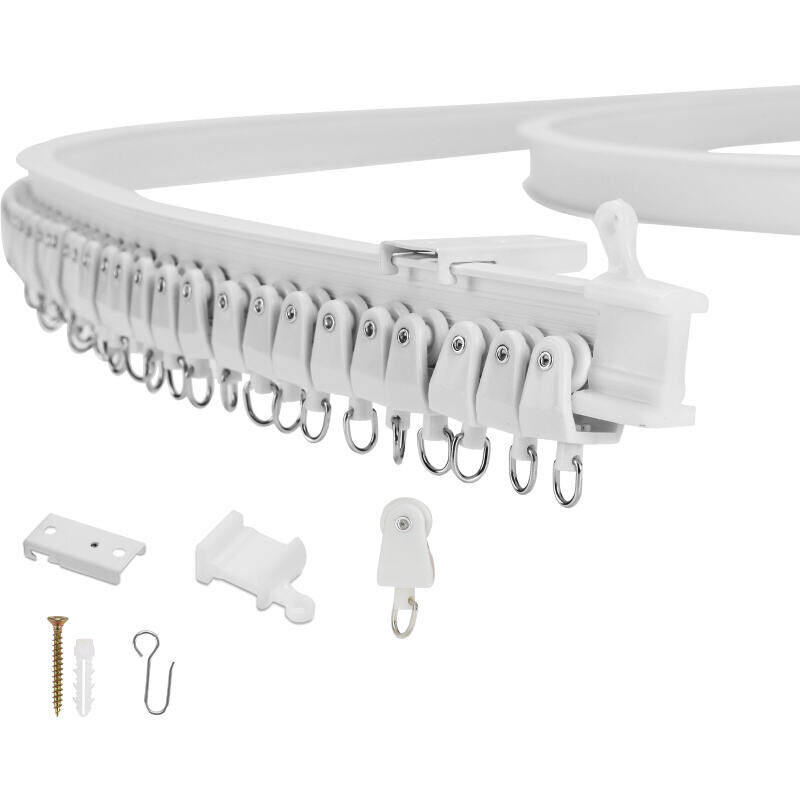 foto del prodotto hengda swanew kit di binari per tende pieghevoli. binari per tende flessibili 3m con 30 ganci per la casa. la finestra. il bagno e l ufficio.