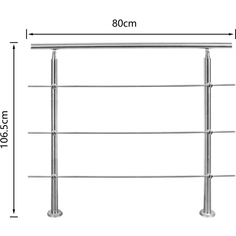 foto del prodotto hengda swanew kit gelader di corrimano in acciaio inossidabile con senza cross corse per scalelelaen all interno e all esterno. balcone 80 cm. 3
