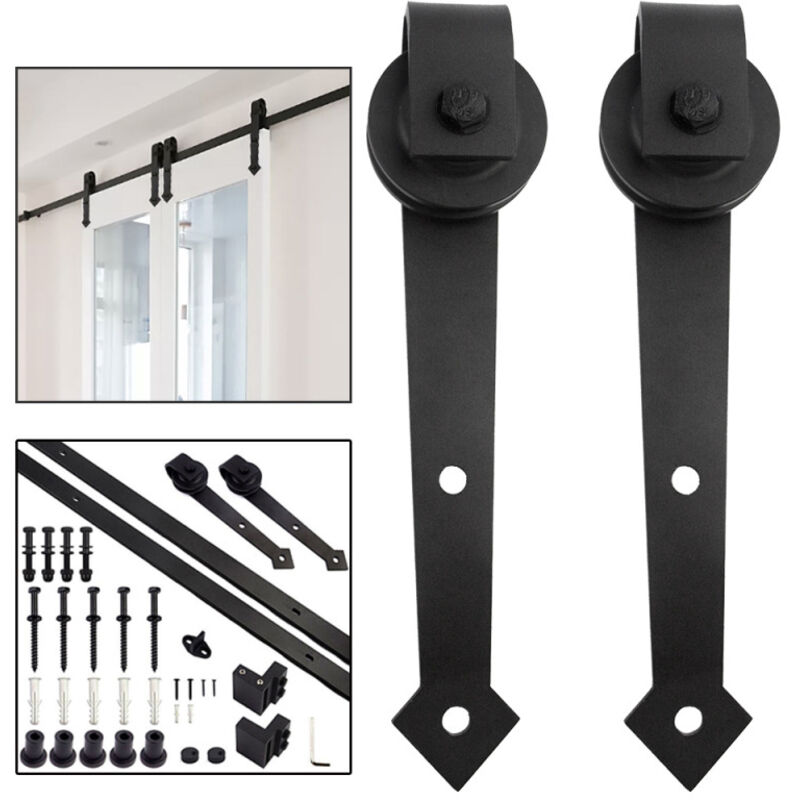 foto del prodotto hengda - swanew kit per porte scorrevoli sistema di montaggio per porte scorrevoli con binario set completo 183cm