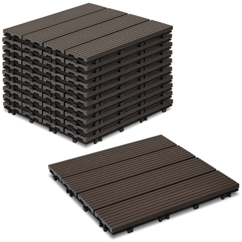 foto del prodotto hengda swanew lastra per terrazza piastrelle in legno per giardino, piastrelle per terrazza 30x30 cm, impermeabile, sistema caf click 11pz