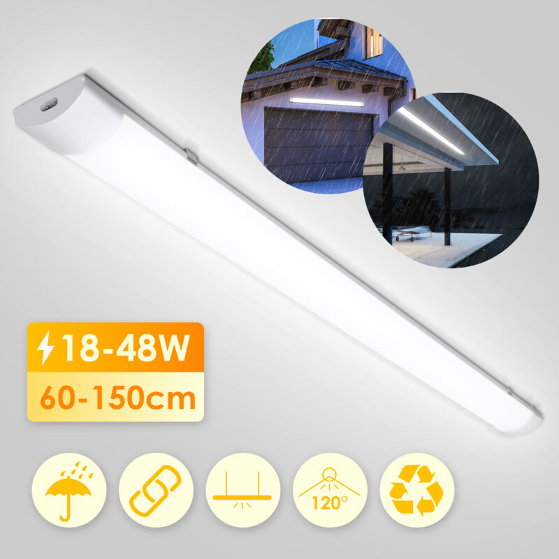 foto del prodotto hengda swanew luce led 150cm 48w 3600lm strip light bianco neutro 4000k ip65 resistente alle intemperie 6000k illuminazione a soffitto workshop