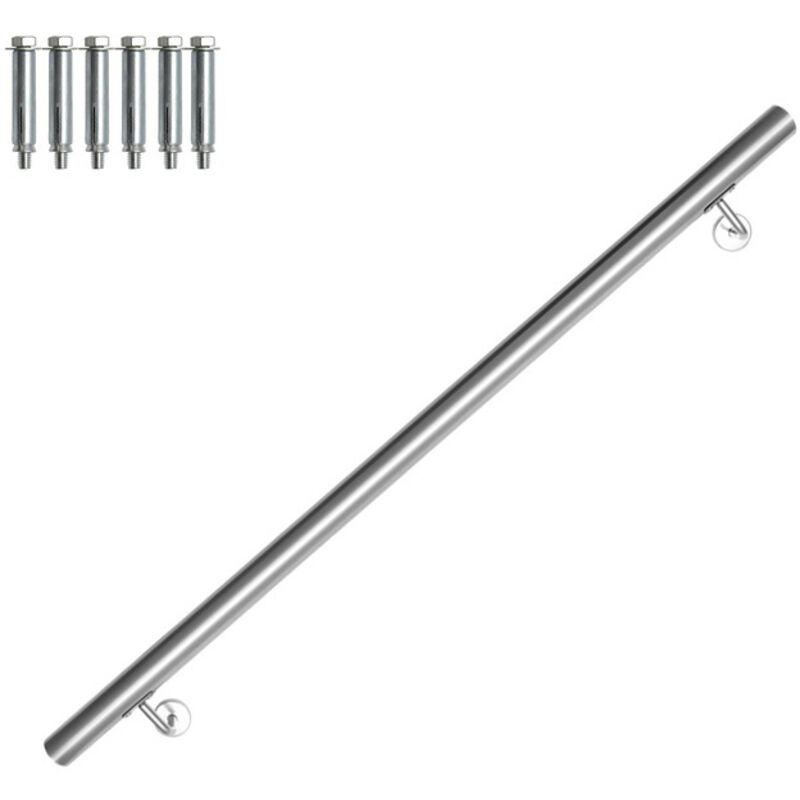 foto del prodotto hengda swanew main courante. inox rampe d escalier rond. int rieur ext rieur 42 mm. support mural. argent 110cm