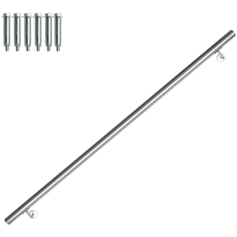 foto del prodotto hengda swanew main courante. inox rampe d escalier rond. int rieur ext rieur 42 mm. support mural. argent 150cm