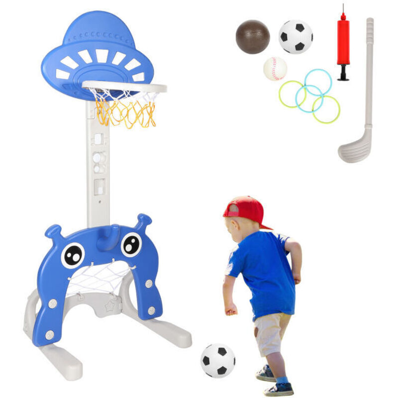 foto del prodotto hengda swanew panier de basketball pour enfants 4 en 1 poteau de basket ball r glable en hauteur avec but de football golf anneau de lancer