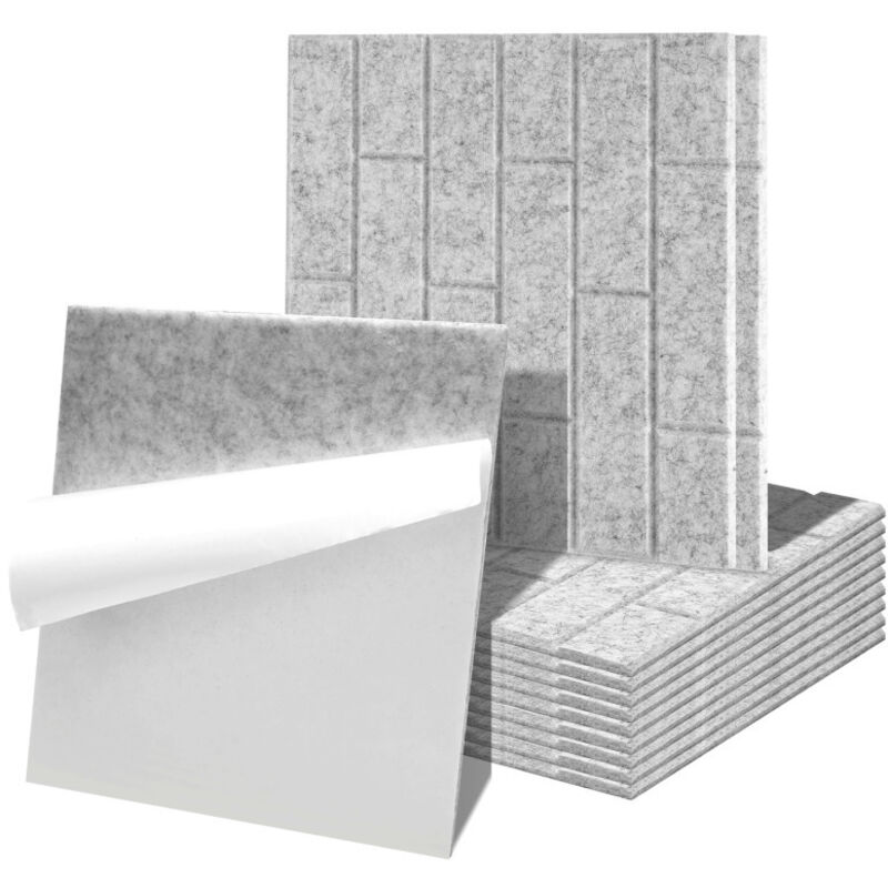 foto del prodotto hengda swanew pannelli acustici 12 stuks piastrelle quadrate grigio chiaro poliestere autoadesivo ad alta densit 
