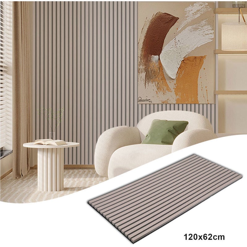 foto del prodotto hengda swanew pannello acustico rivestimento murale in mdf pannello murale acustico naturale pannelli murali moderni 120x60x2,1 cm noce