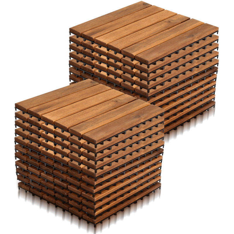 foto del prodotto hengda swanew piastrelle in legno di acacia. da 30 x 30 cm. in set di 22 quadrotti per 2 m . per terrazze e balconi