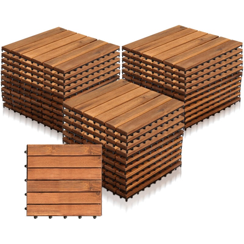 foto del prodotto hengda swanew piastrelle in legno di acacia. da 30 x 30 cm. in set di 33 quadrotti per 3 m . per terrazze e balconi