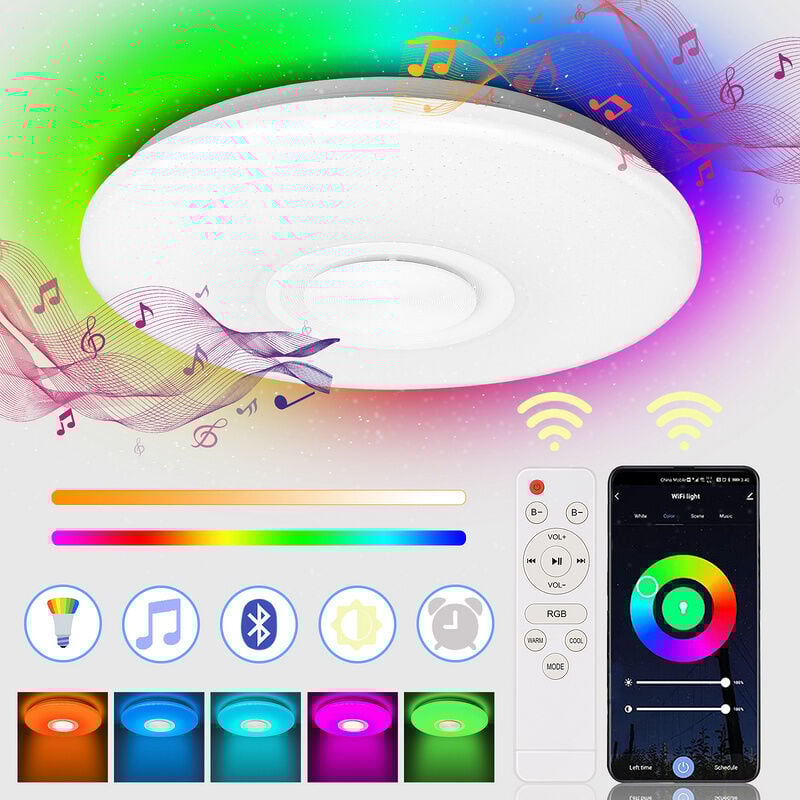 foto del prodotto hengda swanew plafoniera bluetooth 36w plafoniera led con bluetooth e cambio di colore musicale