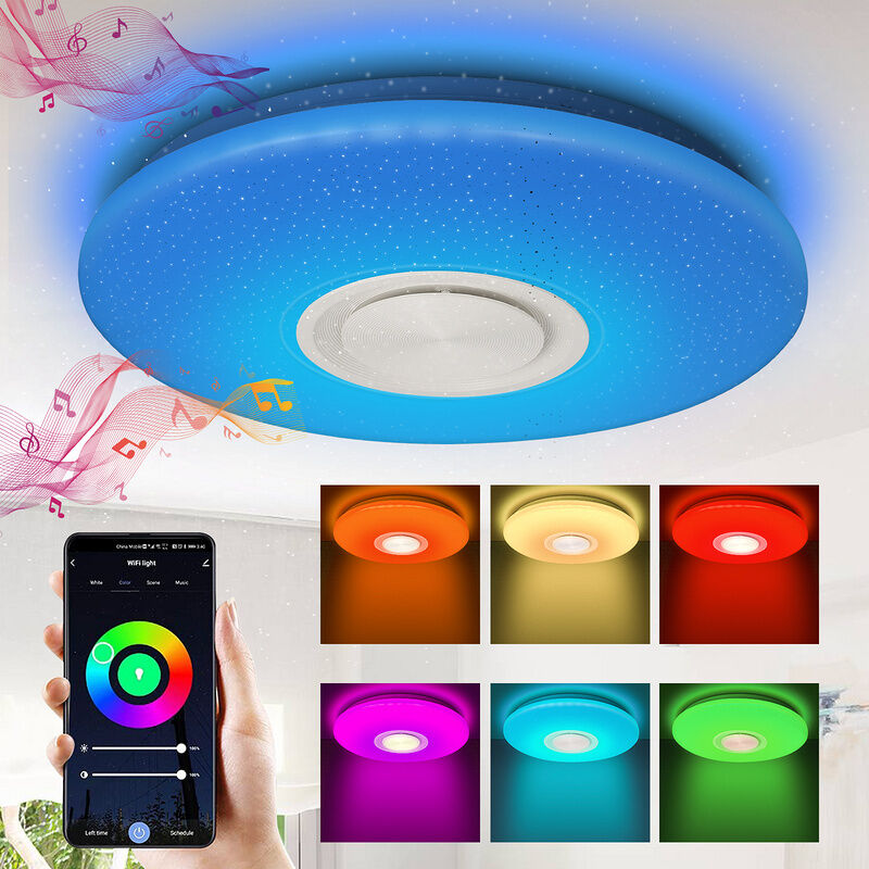foto del prodotto hengda swanew plafoniera led 36w cambiamento di colore corridoio soffitto lampada bluetooth musica lampada rotonda