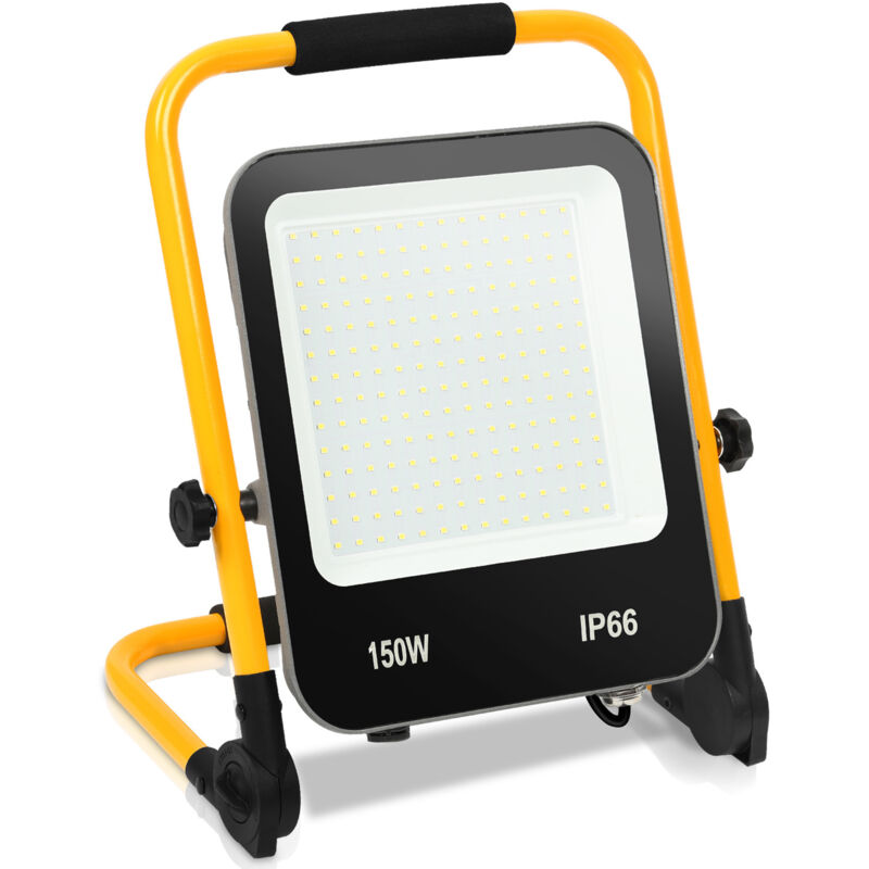 foto del prodotto hengda swanew proiettore led con treppiede giallo proiettore esterno con presa faretto illuminazione di sicurezza 150w
