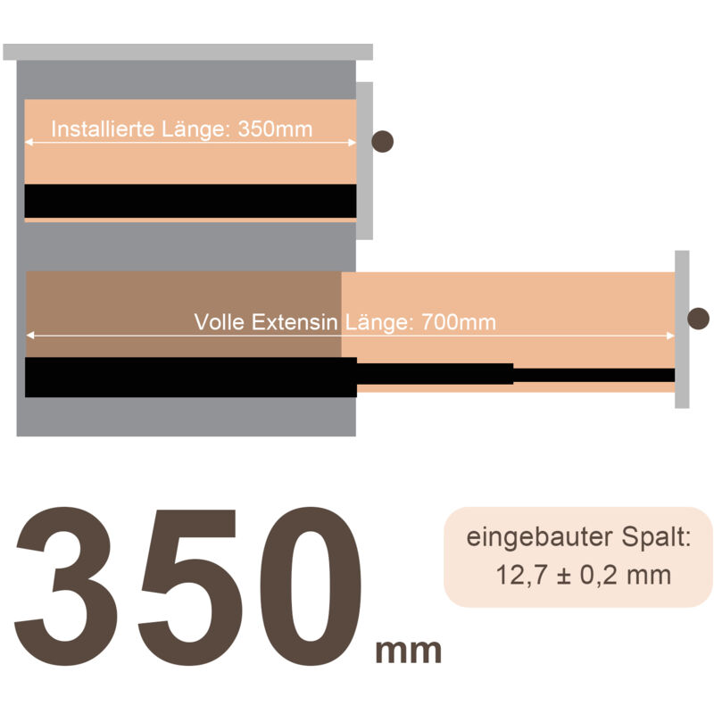 foto del prodotto hengda swanew rail con binari del cassetto 2x estratti completi 350 mm linee guida per il cassetto a sfera guidata 35 kg