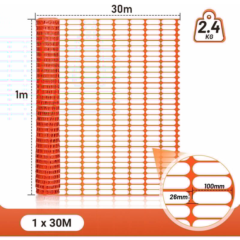 foto del prodotto hengda swanew recinzione di protezione in plastica, recinzione mobile 1 rotolo di 1 x 30 m arancione rete di sicurezza barriera di segnalazione