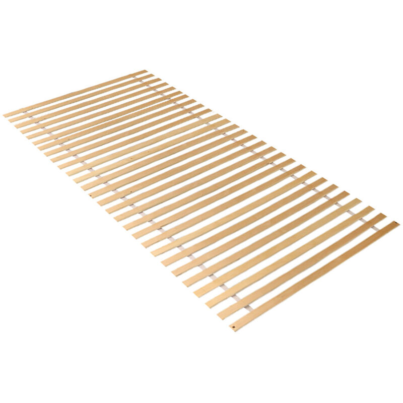 foto del prodotto hengda swanew rete a doghe con 28 doghe.materiale del legno massiccio di pioppo bianco.rete a doghe arrotolabile misure 90x200cm.non regolabile