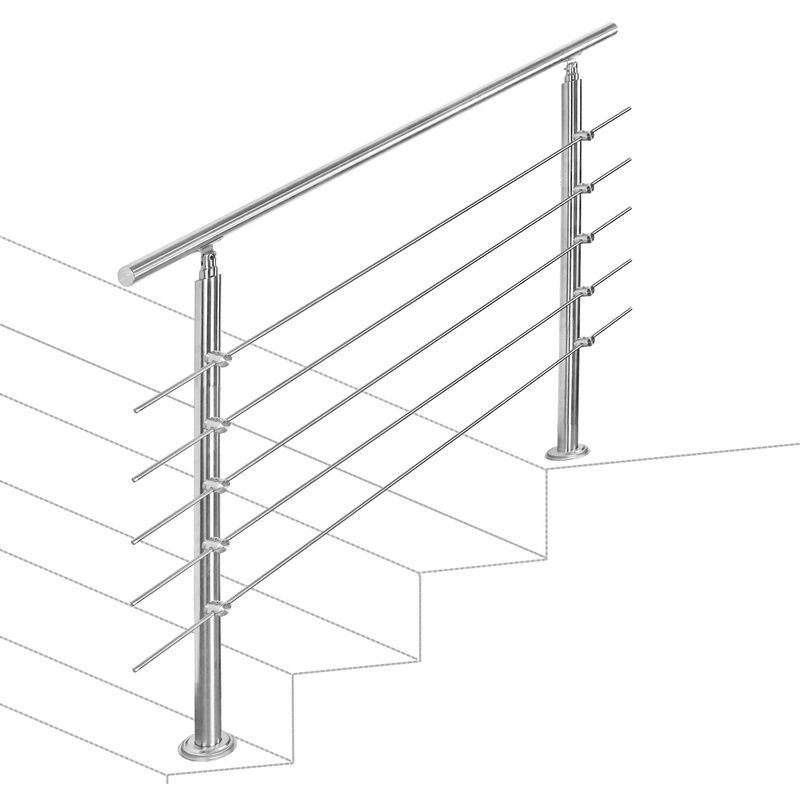 foto del prodotto hengda swanew ringhiera per scale acciaio inossidabile spazzolato corrimano scala 100cm 5 traverse